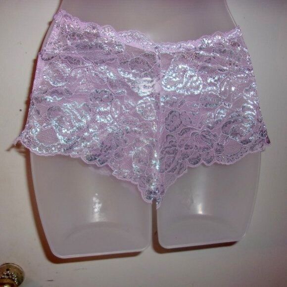 Youmita 34B Lavender Mist Metallic Lace Bra & Small Coordinating Boyshort NWT - Picture 12 of 12